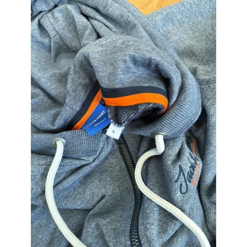 Jack & Jones Originals Men’s Large Blue Full Zip Hoodie Sweatshirt EUC